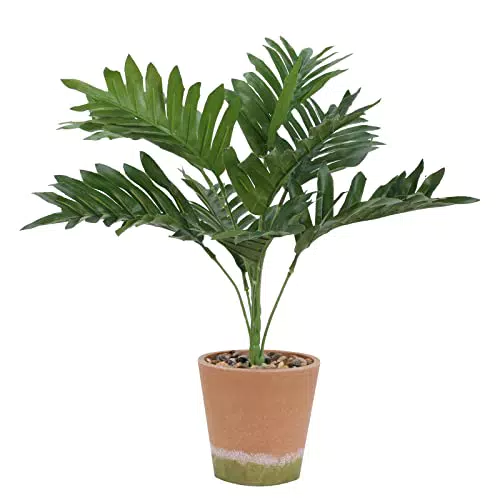 SLFYEE Piante Artificiali in Vaso Palma Finta da Interno PianteArtificiali da Esterno con Vaso Pinte Finte Palma Piante Artificiali con Vaso per Decorazioni Casa Tavolo Soggiorno Ufficio