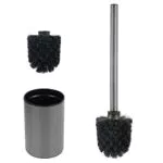 SLFYEE Scopino per WC Acciaio Inox Spazzola per WC con spazzola di ricambio Supporto Rotondo per Scopino da Bagno Scopino WC Acciaio Satinato Senza Foratura