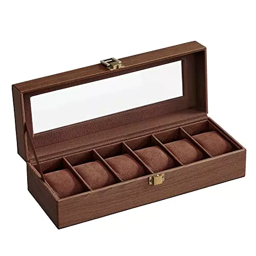 SONGMICS Porta Orologi a 6 Posti, Scatola Portaorologi