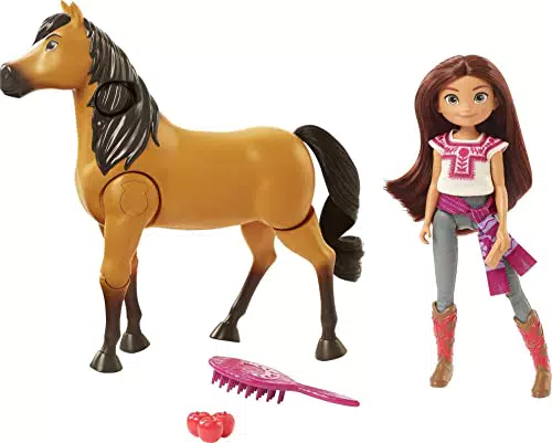 Spirit - Il Ribelle Lucky e Spirit all'Avventura con Cavallo Articolato con Lunga Coda da Spazzolare e Accessori
