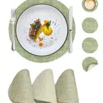 SUEH DESIGN Tovagliette Rotonde in Set Di 4 Reversibili Con Sottobicchieri