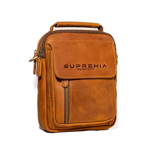 SUPREMIA Borsello Uomo Tracolla Tracolla Uomo Vera Pelle - Pochette Uomo Borsello Uomo a Mano Marsupio Uomo -regali per uomo