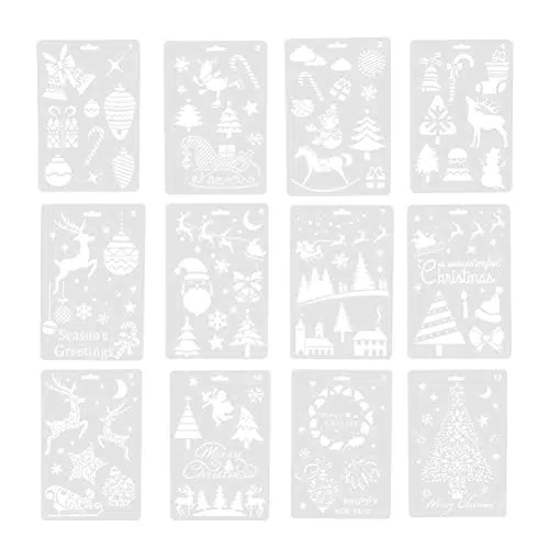 SUPVOX, set di 12 stencil da disegno, per decorazioni natalizie