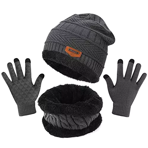TAGVO Sciarpa per Cappello Invernale Berretto, Guanti Touch Screen 3 in 1 Kit di Accessori Caldi