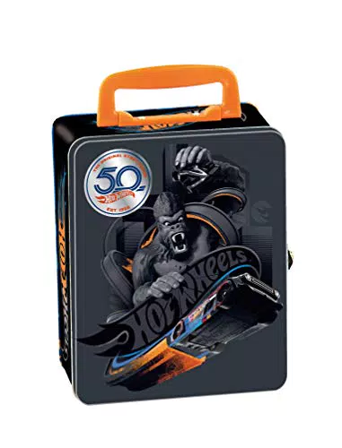 Theo Klein 2881 Valigetta di raccolta Hot Wheels Valigetta in metallo che può contenere fino a 50 auto Pratiche suddivisioni Giocattolo per bambini a partire dai 3 anni