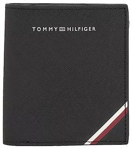 Tommy Hilfiger Portafoglio Uomo Central Trifold in Pelle