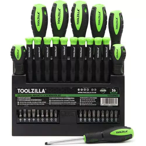 TOOLZILLA Set di cacciaviti magnetici professionali da 36 pezzi e supporto…