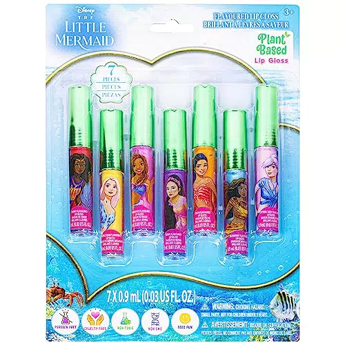 Townley Girl Disney's La Sirenetta Super Sparkly 7 Pezzi Bomboniere Set Trucco Lucidalabbra a Base Vegetale per Ragazze