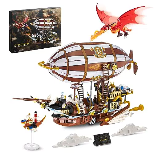 VEPOWER Ideas Dirigibile Steampunk, Set di Modelli di Costruzione Regalo Creativo per Adulti e Adolescenti 10+