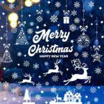 Vetrofanie Natalizie, Doyomtoy Natale Adesivi Finestra Vetrofanie Renna Fiocchi di Neve per Natale Fai da Te Decorazione Vetrina Sticker per Decorazione Natalizia 9 Fogli