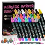 VFANDV Pennarelli Acrilici, 24 Couleurs Pennarelli Indelebili Feutre Acrylique Stylos Permanent Art Set
