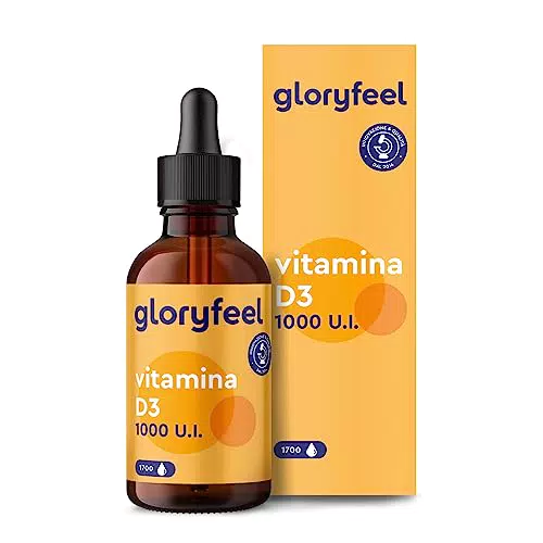 Vitamina D3 in Gocce 50ml, 1000 UI per Goccia, Supporta Ossa