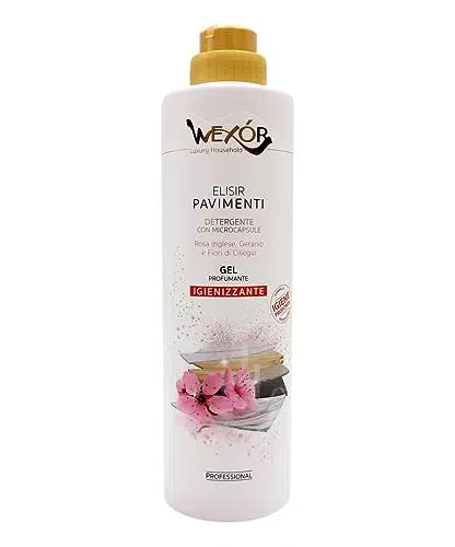 WEXOR ELISIR PAVIMENTI DETERGENTE GEL PROFUMANTE CON MICROCAPSULE ROSA INGLESE GERANIO E FIORI DI CILIEGIO 750 M