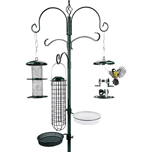 Wildtier Herz, Mangiatoia Uccellini da Esterno Composta da 3 Colonne per Contenere Diversi Tipi di Mangime per Uccelli Selvatici Realizzata in Metallo Alta 235 cm Colore Nero