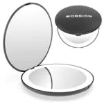 Wobsion Mini Led Specchietto da Borsetta, LED Specchio Piccolo Specchio 10x con Luce