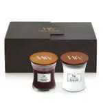 WoodWick candele profumate in confezione regalo |White Tea & Jasmine e Spiced Blackberry a ellisse con stoppino scoppiettante