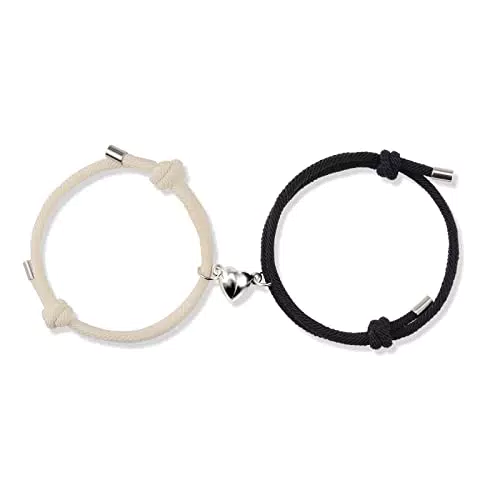YELUWA 2 Pezzi Braccialetti Magnetici per Coppie per Donna Uomo Attrazione Reciproca Fatta a Mano Bracciali Abbinati a Lunga Distanza Voti di Amore Eterno Regalo di San Valentino