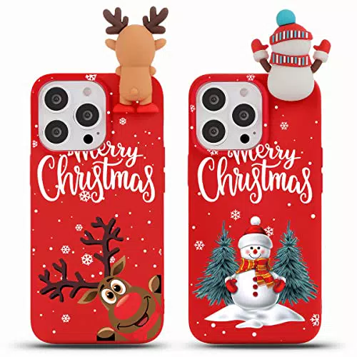 Yoedge 2 Pezzi Natale Cover per iPhone 14 Pro Max 6