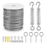 25M Kit Fune Acciaio, 2mm Cavo Acciaio Rivestito Kit Inossidabile