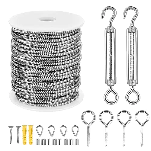 25M Kit Fune Acciaio, 2mm Cavo Acciaio Rivestito Kit Inossidabile
