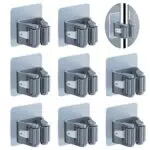 3-H Porta Scope Parete 8 Pezzi, Portascope da Muro Appendibile Adesivo Appendi Scope a Muro Ganci Senza Perforazione Impermeabile e Antiscivolo Supporta 10KG per Cucina