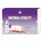 Adidas, Confezione Regalo Natural Vitality, Eau de Toilette Donna 30 ml e Deodorante Spray 150 ml con Pochette da Viaggio