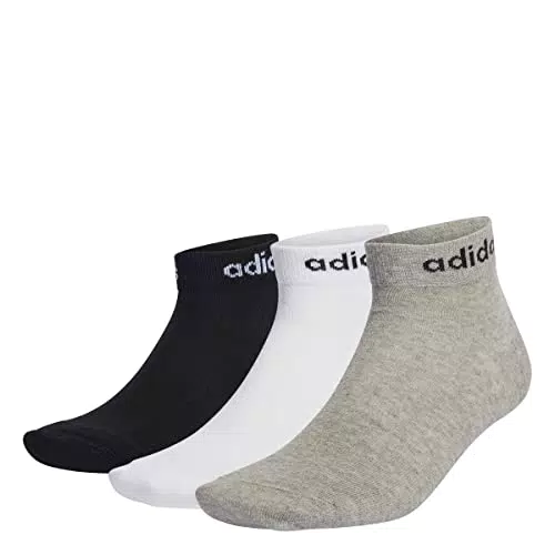adidas IC1306 T LIN ANKLE 3P Calzini medium grey heather/white/black X