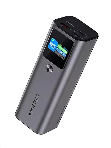 AMEGAT Power Bank 140W, 27600mAh Powerbank PD 3.1 Ricarica Rapida USB C Input & Output Caricatore Portatile con 3 Porte per Laptop