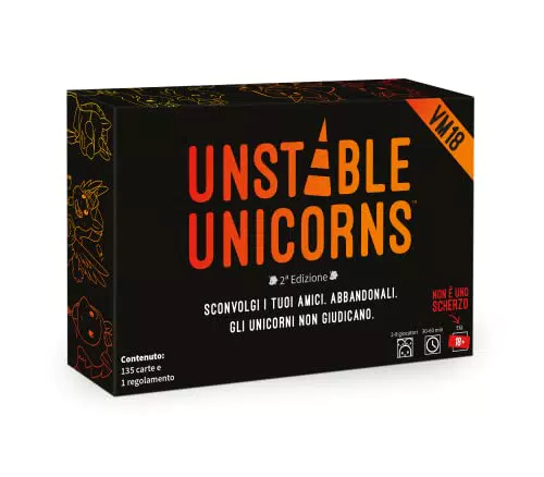 Asmodee, Unstable Unicorns VM18, Gioco da Tavolo per Adulti di Cattiveria e Unicorni Hot