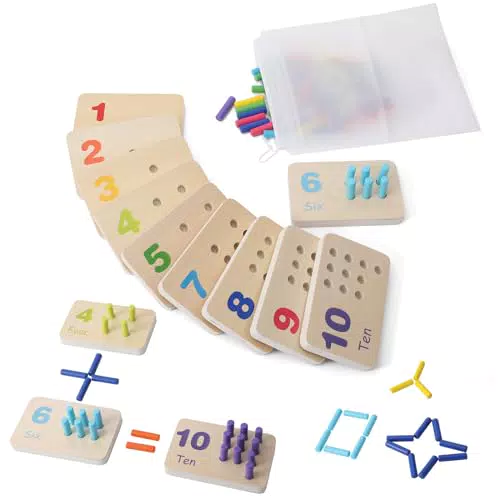 Augot Giochi Bambini Montessori, Giochi in Legno Giocattoli Educativi Giochi Matematici Giochi Montessori 2 3 4 5 Anni Giochi Montessori