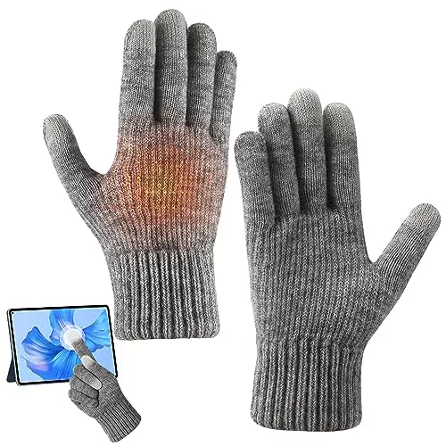 " Augot Guanti Riscaldati USB, Dita Intere Guanti Invernali Uomo Donna Guanti Termici 3 Temperature Regolabili Guanti Caldi Riscaldamento Elettrico Guanti per Interno o Esterno"