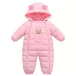 Pagliaccetto Invernale con Cappuccio Rosa 6-12 Mesi