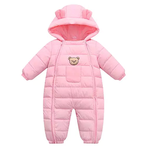 Pagliaccetto Invernale con Cappuccio Rosa 6-12 Mesi