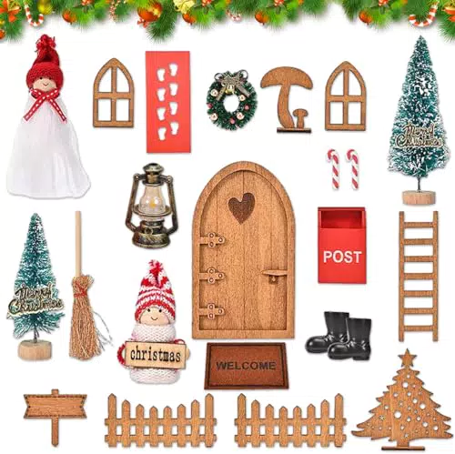 BNGXR Porta Elfo Natale Kit, 23 Pezzi Gnomi Porta delle Accessori