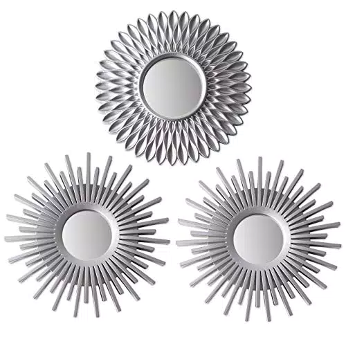 BONNYCO Specchio da Parete 3 Pezzi Specchio Argento per Decorazioni Casa