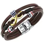 Bracciale da uomo in pelle nera Marrone intrecciata