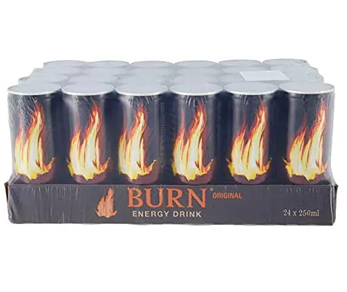 Burn Original 24 lattine da 250 ml, Energy Drink dal Sapore Delicato e Rinfrescante