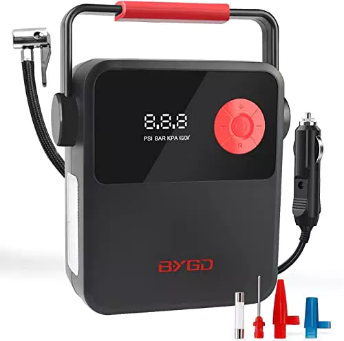 BYGD Gonfiatore Pneumatici Auto, Compressa Pompa Elettrica 150PSI 12V Compressore Portatile Pneumatici Auto Aria Pompa Elettrica con Luce LED per Auto