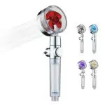 CalmGeek Soffione doccia rotante a 360°, soffione doccia ad alta pressione con ventola turbo Filtro in cotone Soffione per doccia a risparmio d'acqua Aumento della pressione con filtro showerdi
