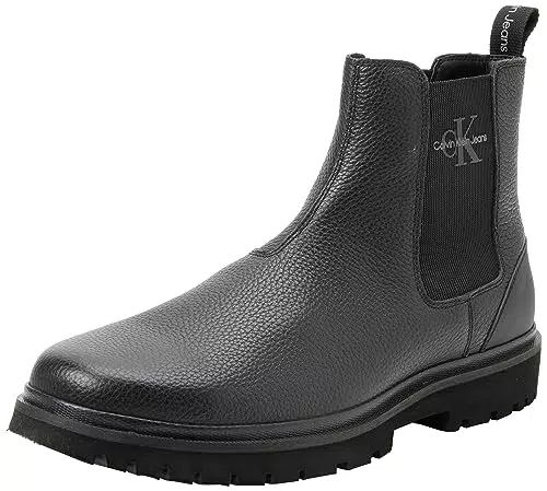 Calvin Klein Eva Mid Chelsea Stivale Lth, Uomo, Triplo Nero