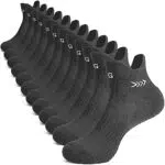 Calzini da corsa Compresion alla caviglia Uomo Donna Calzino sportivo ammortizzato a taglio basso Traspirante Spessa spugna No Show Sock Basket Escursionismo Nero L 6P