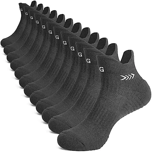 Calzini da corsa Compresion alla caviglia Uomo Donna Calzino sportivo ammortizzato a taglio basso Traspirante Spessa spugna No Show Sock Basket Escursionismo Nero L 6P