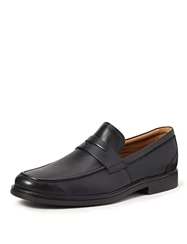 Clarks Un Aldric Step, Mocassini Uomo, Black Leather