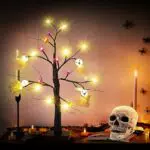 Coikes Luci Halloween Decorazioni Casa 60cm/2ft Albero di Decorazioni Halloween con Zucca Pipistrello Fantasma 24 LED Zucche Luci Decorative Autunnali per Decorazioni di Halloween Interno ed Esterno