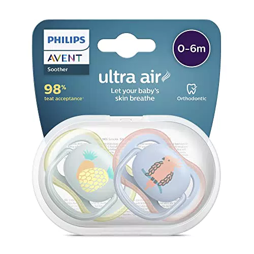 Confezione da 2 ciucci ultra air Philips Avent - Ciuccio senza BPA per bambini da 0 a 6 mesi