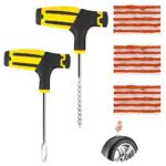Dadabig Kit per Riparazione Pneumatici, 15 Strisce Marroni in Gomma + 2 Trapani Attrezzi per Riparazione di Pneumatici Fuoristrada Tubeless per Auto Moto Bici Carriola Falciatrice