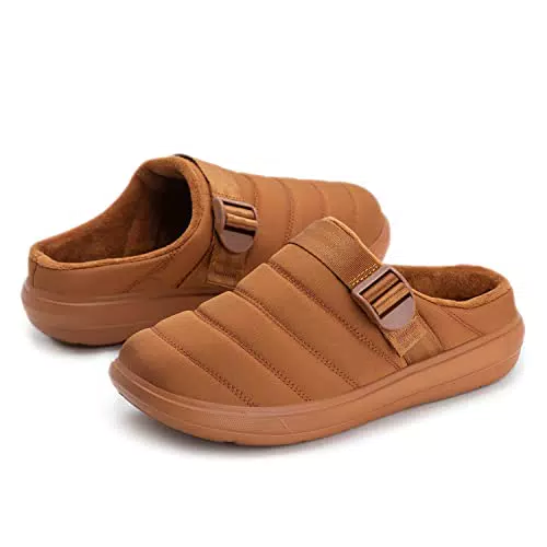 Dannto Unisex Pantofole Uomo Donna Inverno Ciabatte Memory Foam Caldo Morbide Comode Antiscivolo Peluche Slippers Home Scarpe Marrone 44