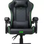 DEADWAVE Skull Chair Green Sedia Gaming, Semipelle, Colore Nero Cuciture A Contrasto E Loghi Ricamati Verde