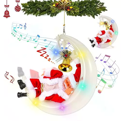 Decorazioni di Natale Elettrico Babbo Natale Musicale Ornamenti di Natale Luna Cantando Santa Claus Finestra Luci Hanging Desktop Cantando Giocattoli Creativi di Natale per Natale Decor di Natale