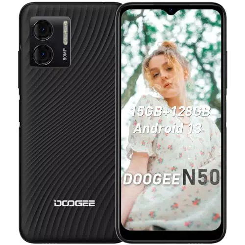 DOOGEE N50 Android 13 Smartphone, 15GB RAM 128GB ROM 1TB TF
